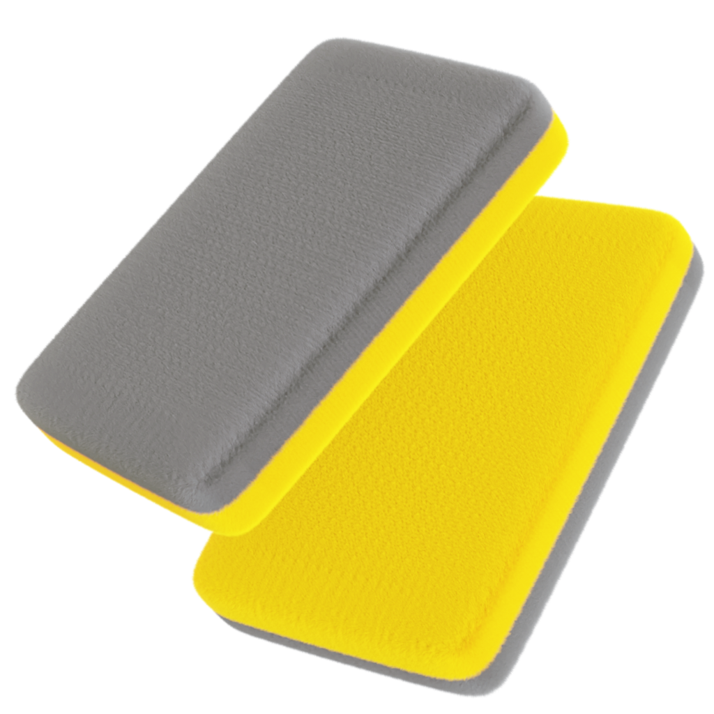 Thin Microfiber Terry Coating Applicator Sponge with Plastic Barrier 5"x3.5"x0.75" Gold/Grey